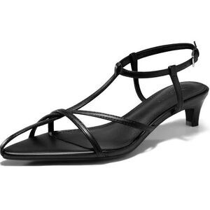 Dress Sandals Strappy Low Kitten Heels Pointed Open Toe Summer Beach Shoes Sz 8